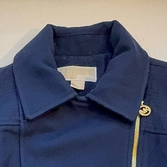 MICHAEL Michael Kors Navy Blue Asymmetrical Trench Coat with Belt   size 8 - Picture 5 of 15